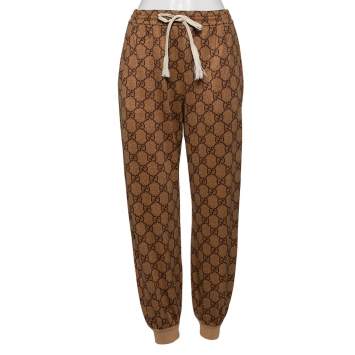 Pre Owned Gucci Brown GG Jacquard Elasticized Waist Joggers S