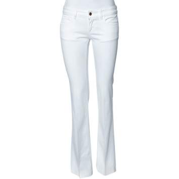Pre Owned Gucci White Denim 70's Flared Jeans S