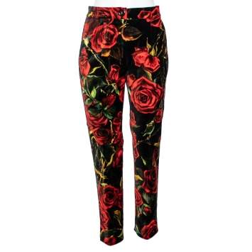 مملوكة مسبقًا Gucci Multicolor Floral Print Velvet Trousers M