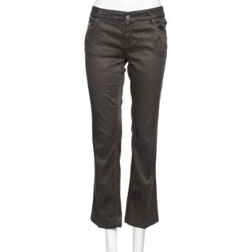 Pre Owned Gucci Grey Cotton Straight Pants M