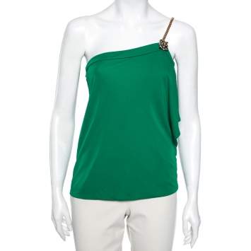 Pre Owned Gucci Green Jersey Chain Detail Camisole M