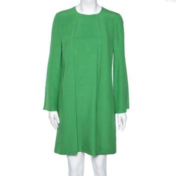 مملوكة مسبقًا Gucci Green Silk Cutout Detail Shift Dress M