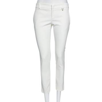 Pre Owned Gucci White Cotton Blend Tapered Leg Pants M