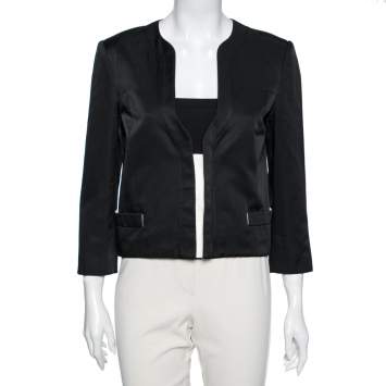 Pre Owned Gucci Black Cotton & Silk Button Front Jacket M