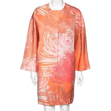 Pre Owned Gucci Floral Printed Silk Jacket M