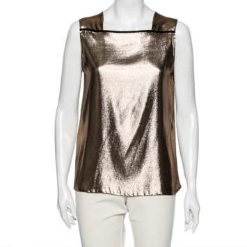 Pre Owned Gucci Metallic Silk Sleeveless Top M 