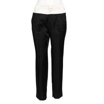 Pre Owned Gucci Black Cotton & Silk Contrast Trimmed Tailored Pants M