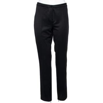 Pre Owned Gucci Black Synthetic Side Stripe Trousers L