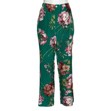Pre Owned Gucci Green Floral Printed Silk Pants M