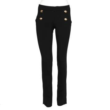 Pre Owned Gucci Black Crepe Button Detail Tapered Leg Pants S