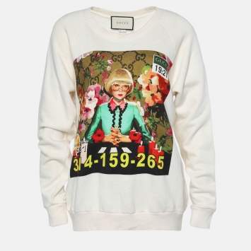 Pre Owned Gucci Off-White Terry Knit Ignasi Monreal Print Sweatshirt S