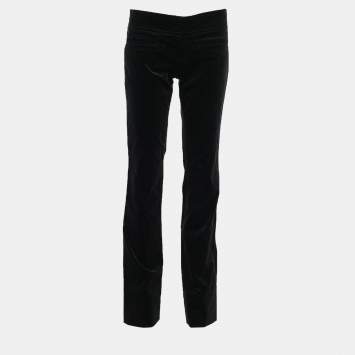 Pre Owned Gucci Black Velvet Horsebit Detail High Waist Trousers M