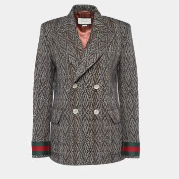 Pre Owned Gucci Brown Tweed Double Breasted Blazer S