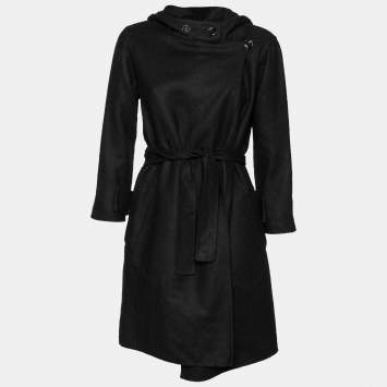 Pre Owned Gucci Black Cashmere Hooded Cape Coat S
