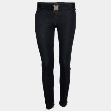 Pre Owned Gucci Navy Blue Cotton Belted Jeans S