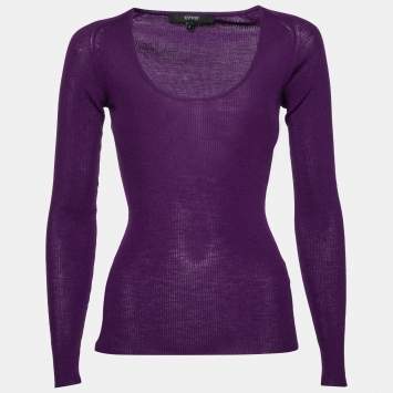 Pre Owned Gucci Purple Wool Knit Long Sleeve Sweater L