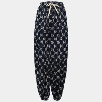 مملوكة مسبقًا Gucci Navy Blue GG Cotton Jogging Pants XXS
