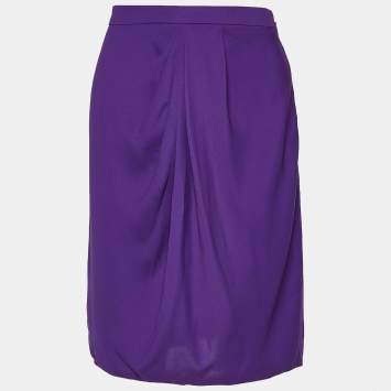 Pre Owned Gucci Purple Silk Pleat Detailed Short Skirt M