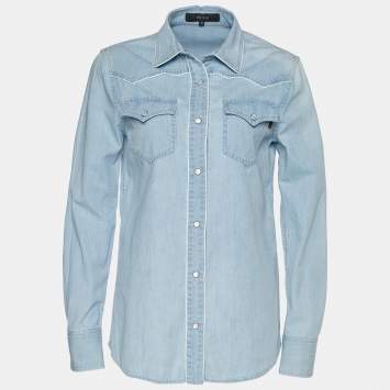 Pre Owned Gucci Light Blue Denim Button Front Shirt S