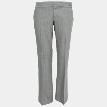 Pre Owned Gucci Grey Wool Buckle Detail Tailored Trousers M