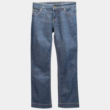 Pre Owned Gucci Blue Denim Flared Hem Jeans S