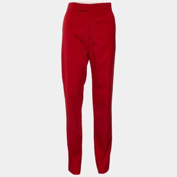 Pre Owned Gucci Red Wool Tapered Trousers S
