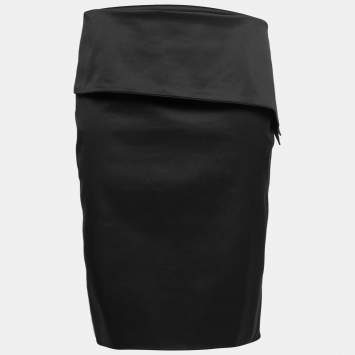 مملوكة مسبقًا Gucci Black Cotton Overlay Detail Skirt M