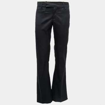 Pre Owned Gucci Black Silk Bootcut Leg Trousers M
