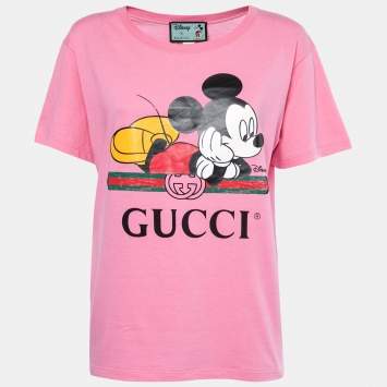 Pre Owned Gucci X Disney Mickey Mouse Print Oversize Cotton T-Shirt XXS
