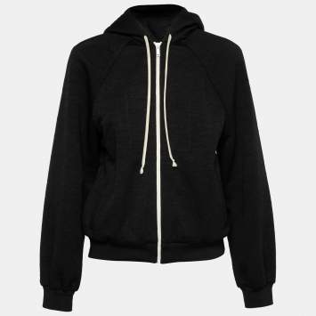 Pre Owned Gucci Black GG Jacquard Jersey Zip-Front Jacket XS