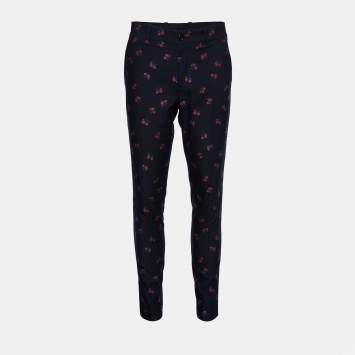 Pre Owned Gucci Navy Blue Floral Jacquard Tapered Leg Pants S