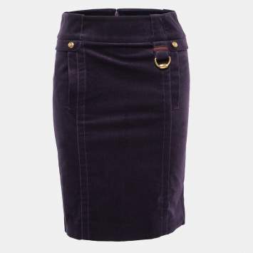 Pre Owned Gucci Purple Velvet Knee-Length Pencil Skirt S