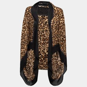 Pre Owned Gucci Brown/Black Animal Print Silk Shrug One Size