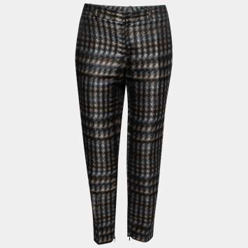 Pre Owned Gucci Black Multicolor Printed Silk Tapered Trousers M