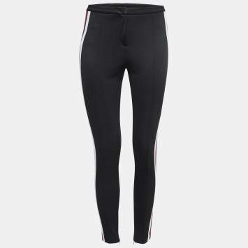 Pre Owned Gucci Black Tech Jersey Web Trim Detail Leggings XS 