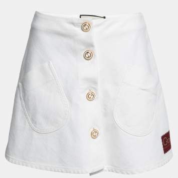 Pre Owned Gucci White Cotton Buttoned Mini Skirt S   