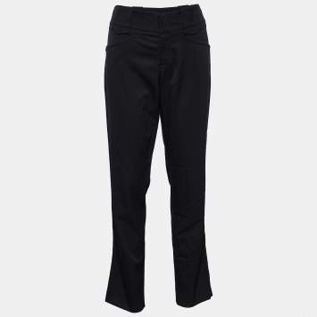 Pre Owned Gucci Vintage Black Wool Wide Loop Detail Pants M