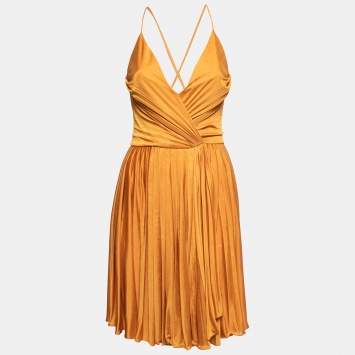 مملوكة مسبقًا Gucci Mustard Yellow Jersey Plisse Mini Dress S
