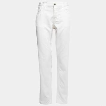 مملوكة مسبقًا Gucci White Denim Skinny Fit Jeans XL Waist 36"