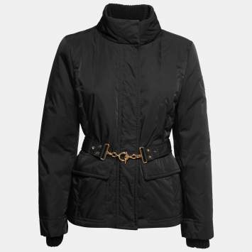 Pre Owned Gucci Black Synthetic Belted Down Jacket M