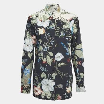 Pre Owned Gucci Black Floral Printed Cotton Shirt L