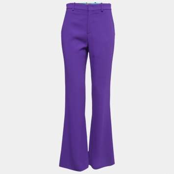 Pre Owned Gucci Purple Crepe Straight Leg Trousers S