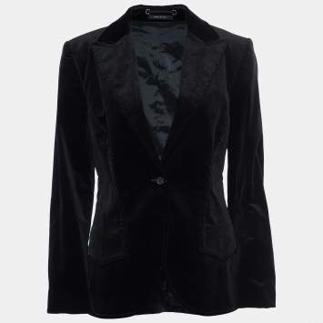 مملوكة مسبقًا Gucci Black Velvet Button Front Blazer L