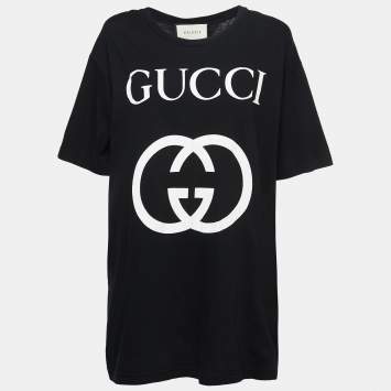 Pre Owned Gucci Black Interlocking G Print Cotton Oversized T-Shirt M