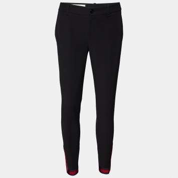 Pre Owned Gucci Black Cotton Web Stripe Detail Trousers S
