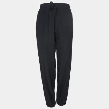 Pre Owned Gucci Black-Purple Silk Side Paneled Jog Pants M