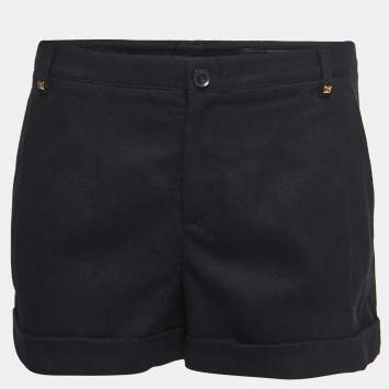 Pre Owned Gucci Black Wool Stud Detailed Shorts S