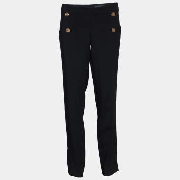 Pre Owned Gucci Black Crepe Slit Hem Detail Pants M