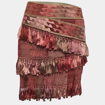 مملوكة مسبقًا Gucci Multicolor Knit Tassel Detail Mini Skirt S