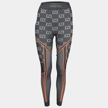 Pre Owned Gucci Black GG  Jacquard Jersey Leggings S